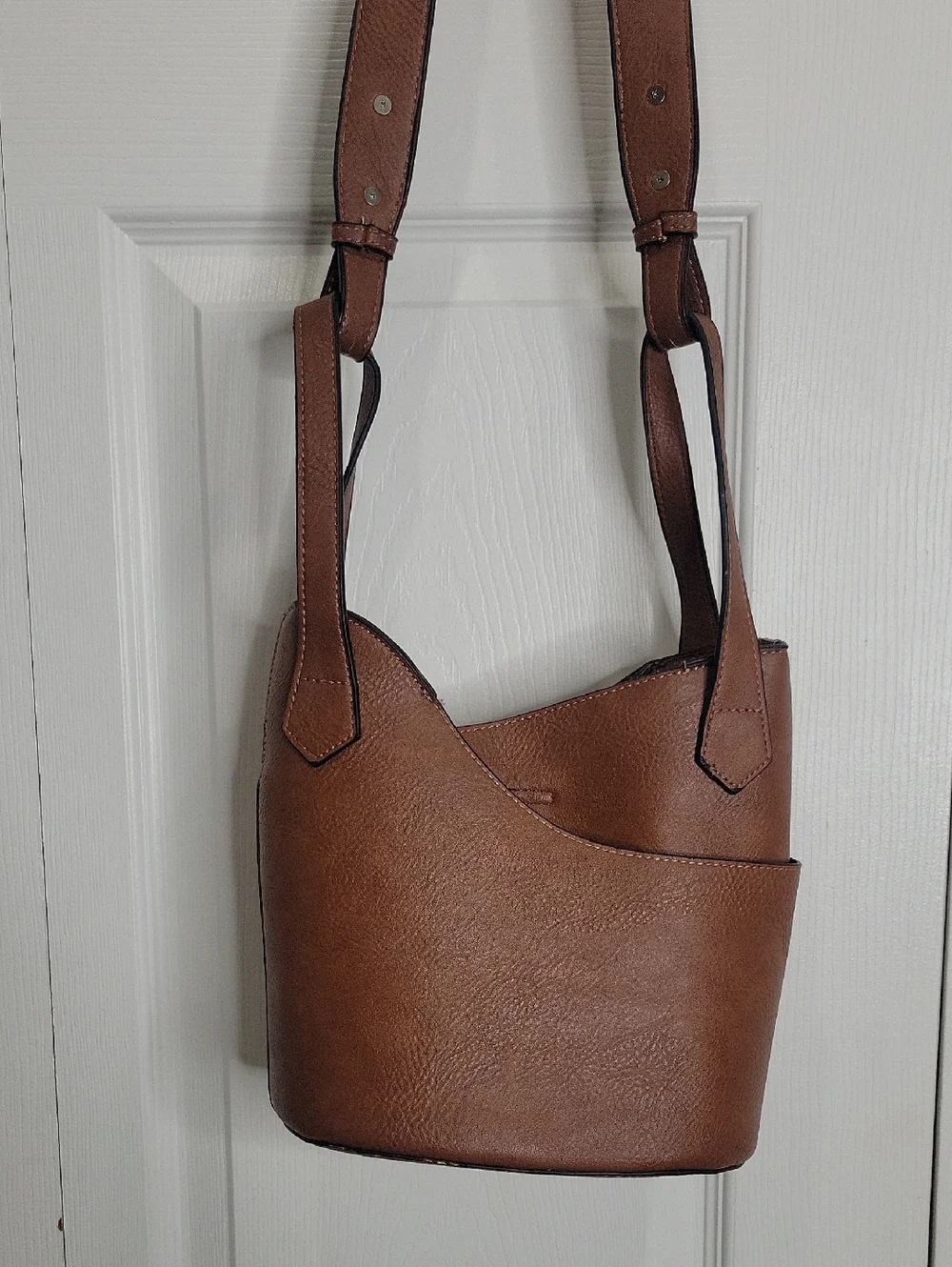 K. Carroll Brown Vegan Leather Bucket Crossbody Bag - Picture 2 of 7